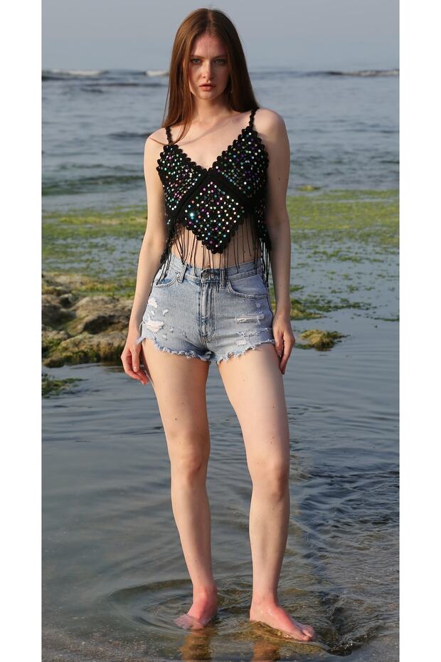 %100 El Örgüsü Pullu Büstiyer - 2