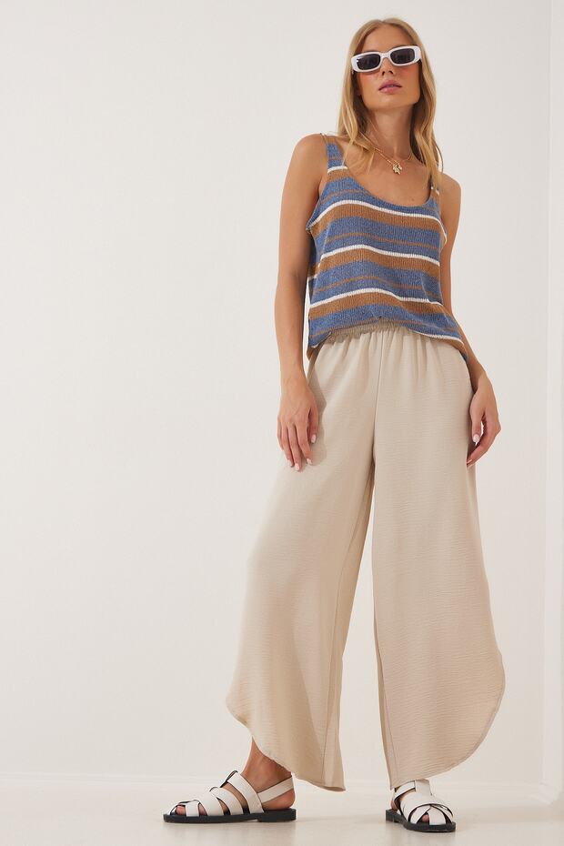 Women's Cream Side Slit Ayrobin Shalwar Trousers DE00001