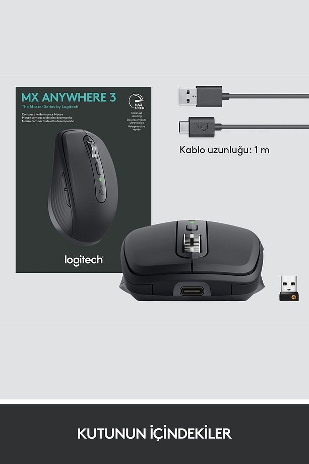 MX Anywhere 3 Kompakt Kablosuz Mouse - Siyah - 7