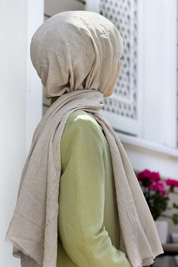 Kadın Bambu Şal Bej - 1