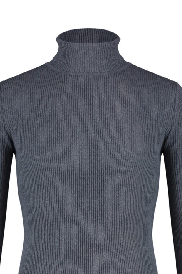 Füme Slim Fit Pamuklu Couple/Çift Balıkçı Yaka Fitilli Örgü Kazak TMNAW20MG0031 - 12