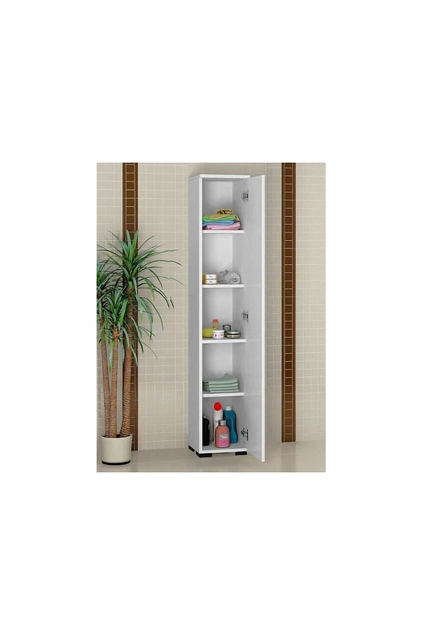 Lizbo Tek Kapaklı 5 Raflı Çok Amaçlı Banyo Dolabı & Kiler Dolabı - 2