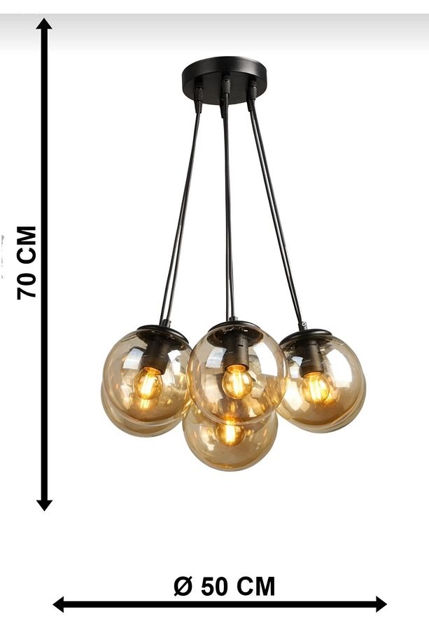 Lotus Sarkıt Model 7'li Bal Cam Modern Avize - 5