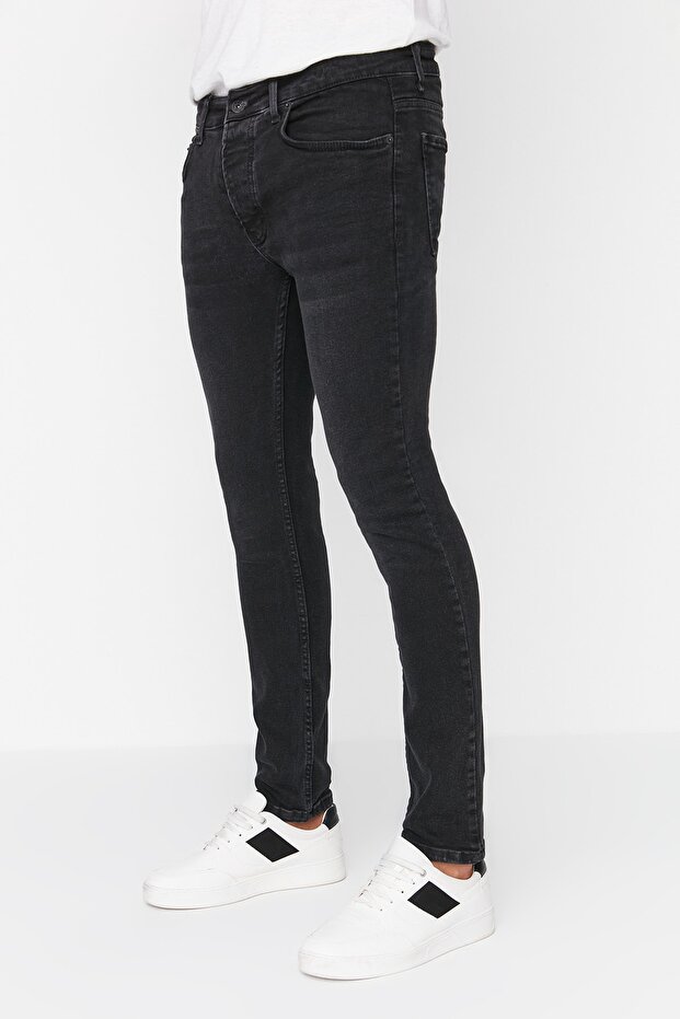 Siyah Smoke Skinny Fit Esnek Kumaş Dar Kesim Jeans Kot Pantolon TMNAW23JE00047 - 3