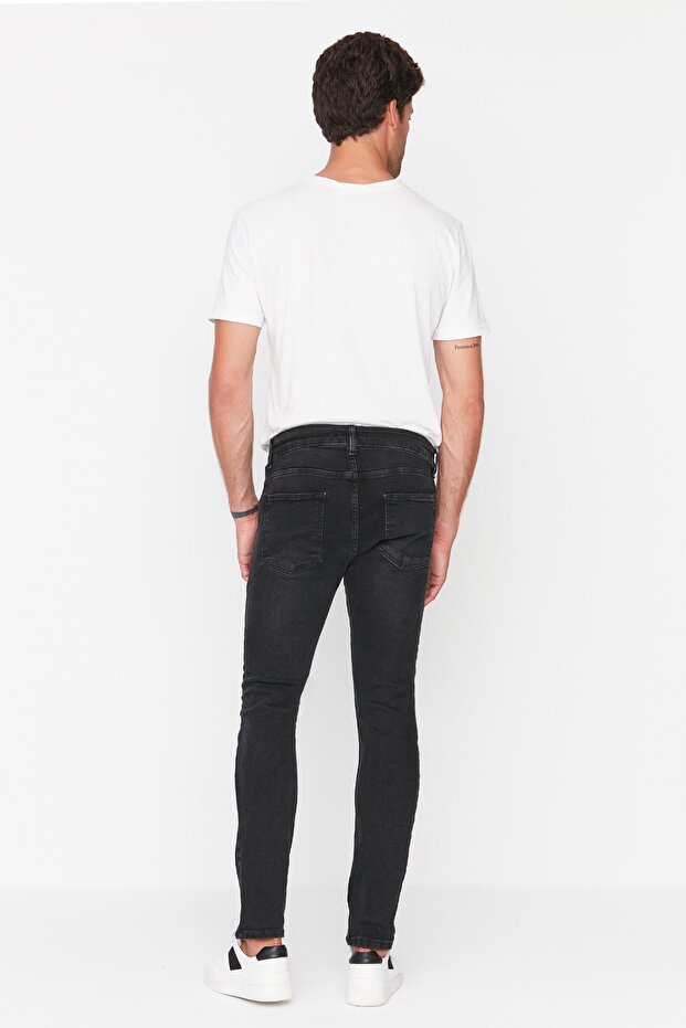 Siyah Smoke Skinny Fit Esnek Kumaş Dar Kesim Jeans Kot Pantolon TMNAW23JE00047 - 5