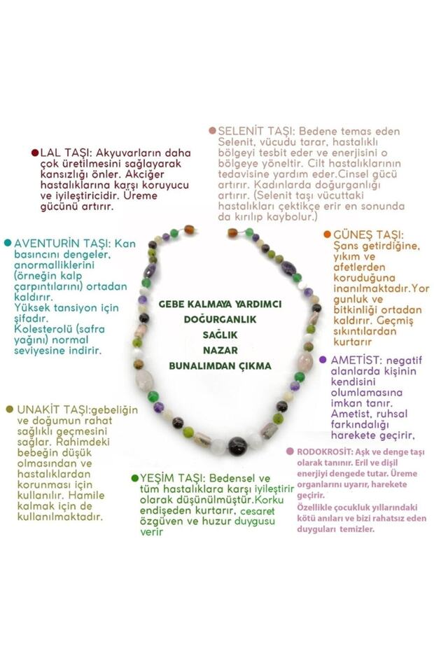 Rodochrosite-Jade-Aventurine-Unaquite-Sunstone-Amethyst-Ruby-Selenite Health Natural Stone Necklace