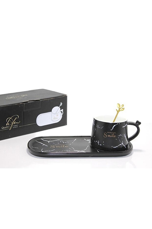 Marble Patterned Special Design Mug with Presentation Plate