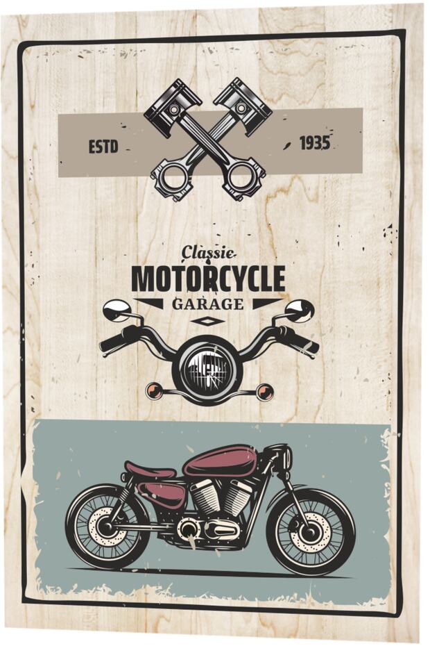 Classic Motor Garage Service Wooden Patterned Retro Wooden Poster