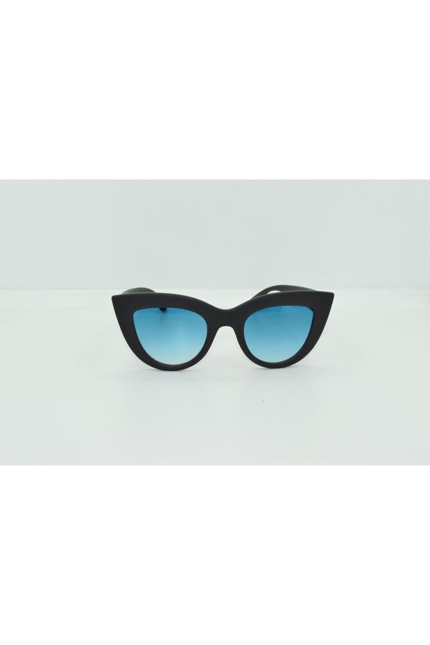Cat Eye Patterned Black Sunglasses - 22227
