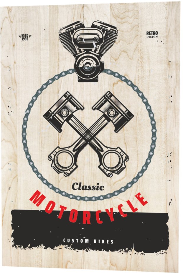 Classic Motor Wood Pattern Retro Vintage Wooden Poster