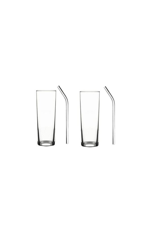 2 Pieces Glass Lemonade Presentation Bottle with Straw Carafe Milk and Fruit Juice Glass