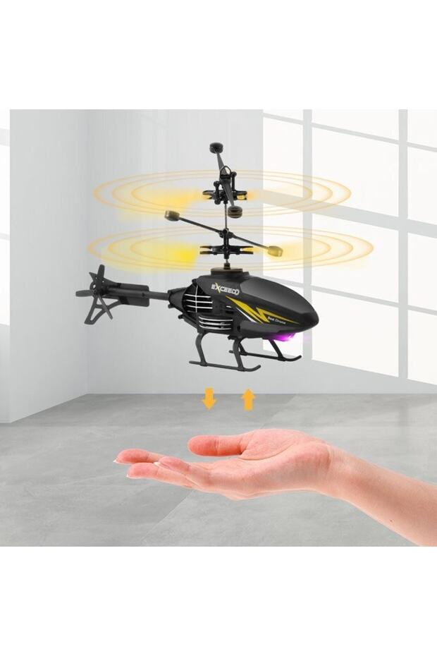 Lh-1804 El Sensörlü Usb Şarjlı Uçan Helikopter 20 Cm Sarı - 4