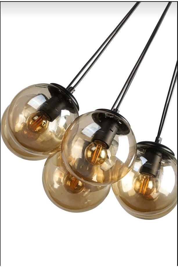 Lotus Sarkıt Model 7'li Bal Cam Modern Avize - 4