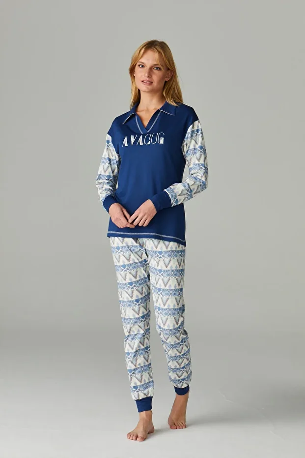 Lucy Gömlek Yaka Kadın Pijama Takımı - 1