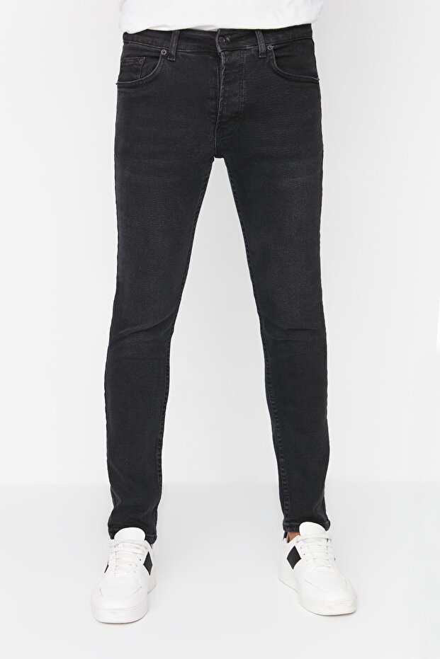 Siyah Smoke Skinny Fit Esnek Kumaş Dar Kesim Jeans Kot Pantolon TMNAW23JE00047 - 1