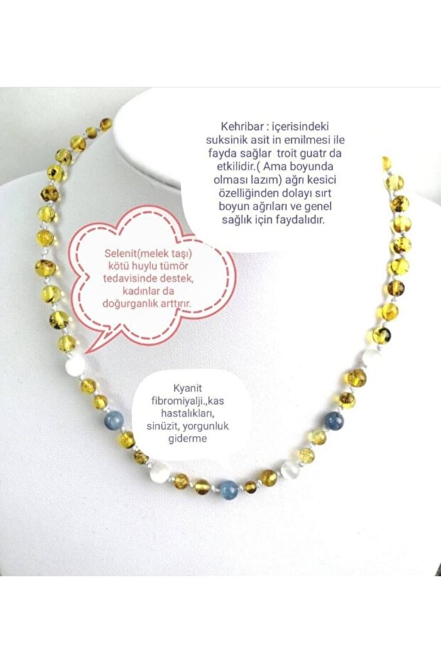 Certified Kyanite-Selenite-Amber Special Design Necklace