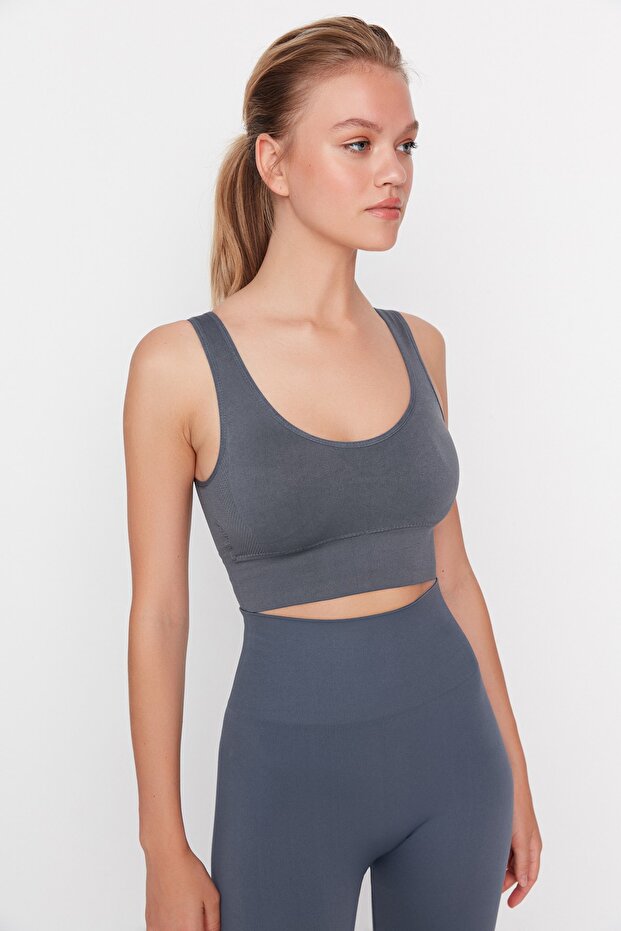Füme Seamless/Dikişsiz Destekli/Şekillendirici Kalın Askılı Örme Spor Sütyeni TWOAW23SS00019 - 2
