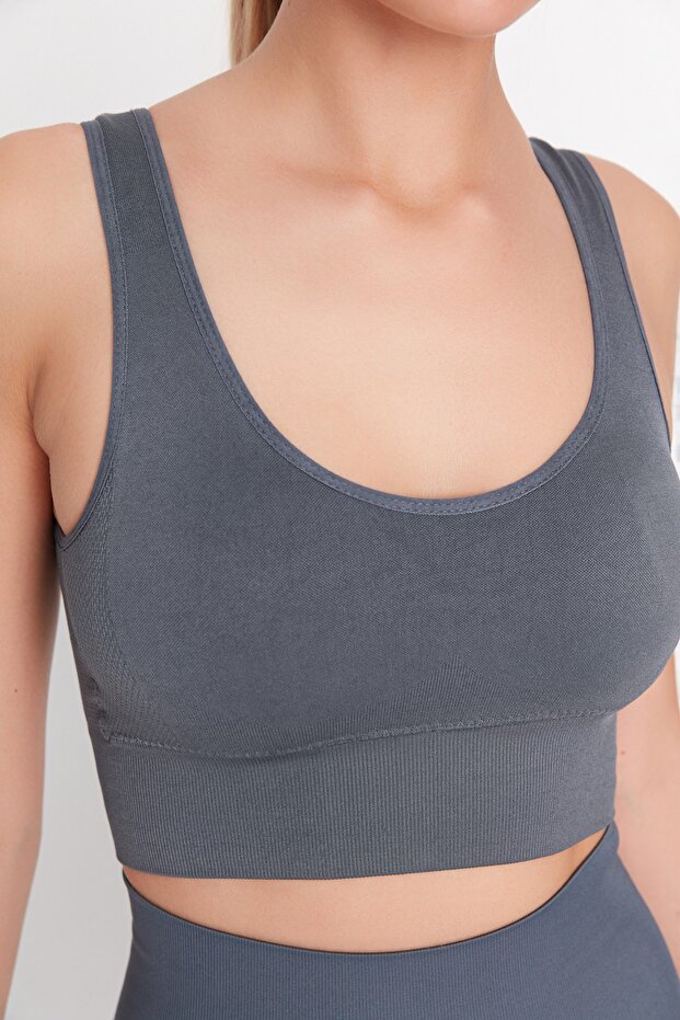 Füme Seamless/Dikişsiz Destekli/Şekillendirici Kalın Askılı Örme Spor Sütyeni TWOAW23SS00019 - 4