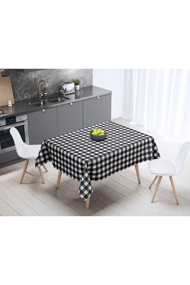 Black and white Square Tablecloth Thin Linen International Wash and Fade Certificate