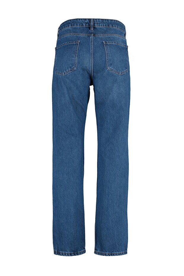 Lacivert %100 Pamuk Straight Fit Jeans Kot Pantolon TMNAW23JE00023 - 8
