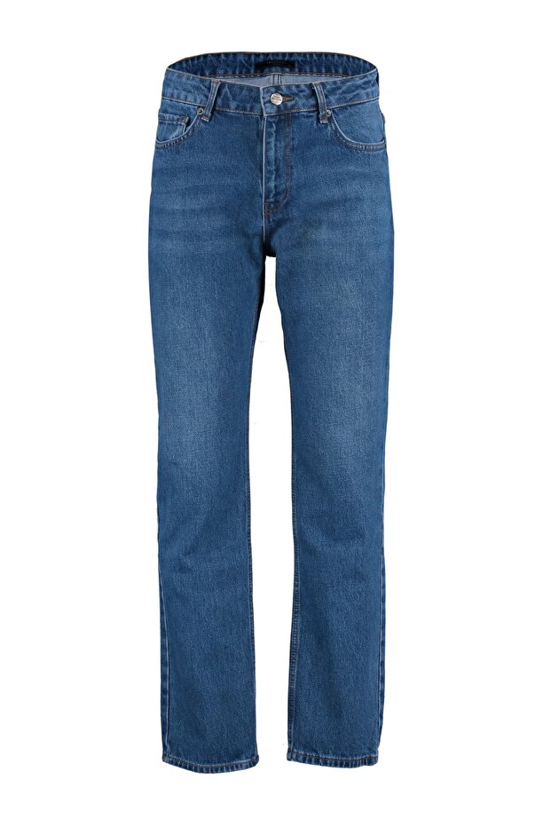 Lacivert %100 Pamuk Straight Fit Jeans Kot Pantolon TMNAW23JE00023 - 6