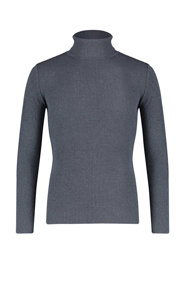 Füme Slim Fit Pamuklu Couple/Çift Balıkçı Yaka Fitilli Örgü Kazak TMNAW20MG0031 - 11