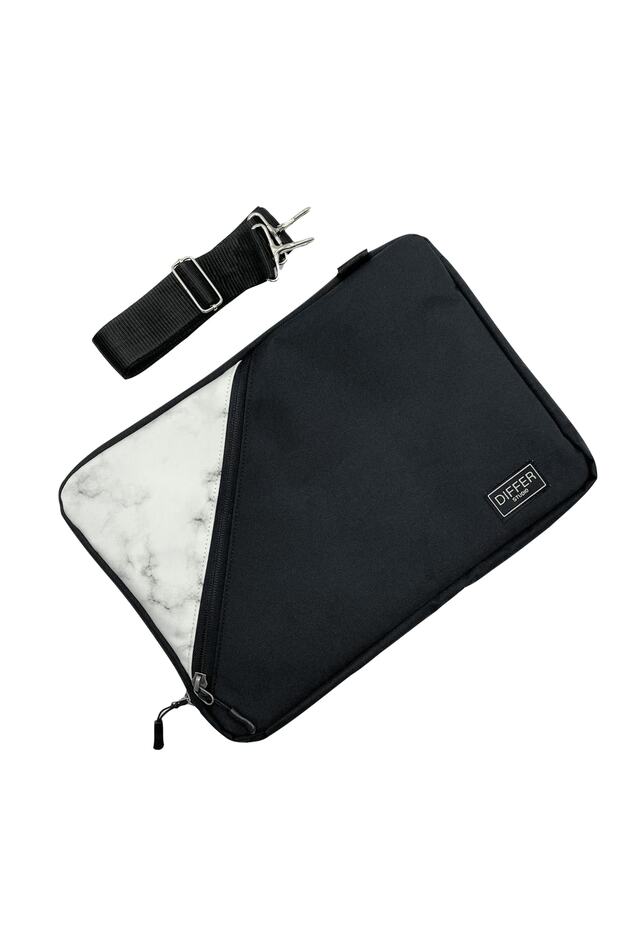 15.6'' Inç Beyaz Mermer Unisex Su Geçirmez/askılı/laptop/macbook/notebook/kılıf/çanta - 2