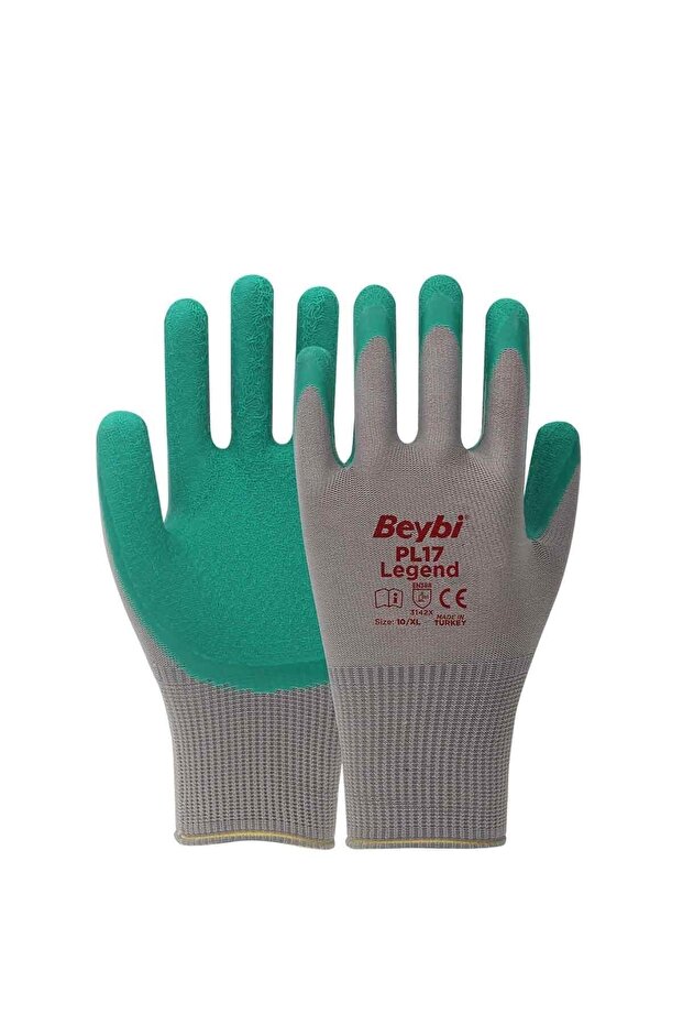 Pl17 Legend Yeşil Polyester Örme Lateks Iş Eldiveni 10 Beden - 2
