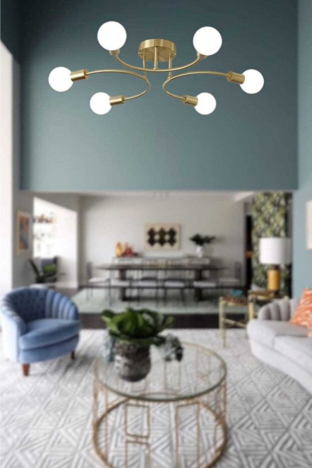 Güneş 6'lı Eskitme Modern Avize - 1