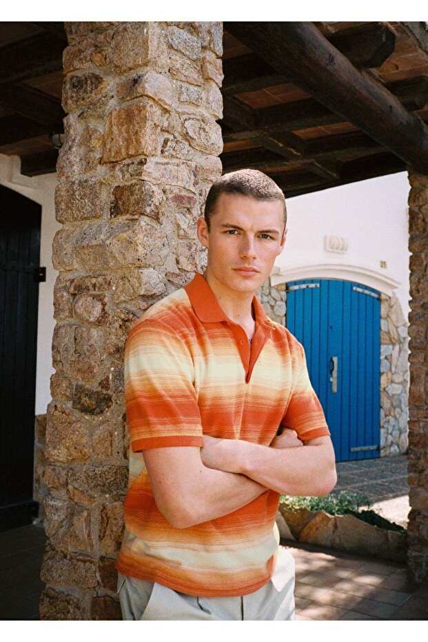 Degrade Triko Polo Tişört - 8