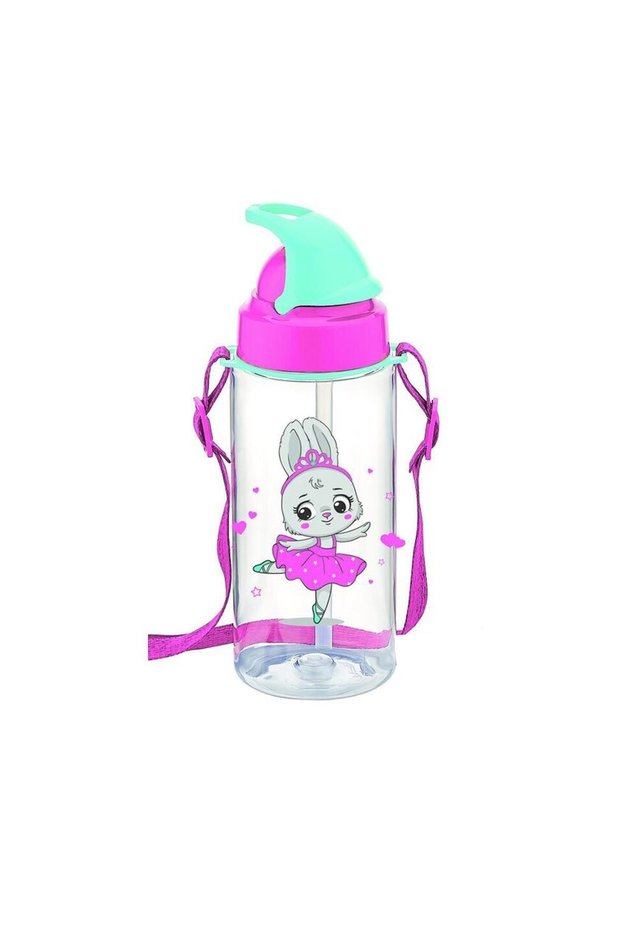 Third Tritan Pink Patterned Water Bottle with Straw 500 Ml Bpa Free Hanging Water Bottle