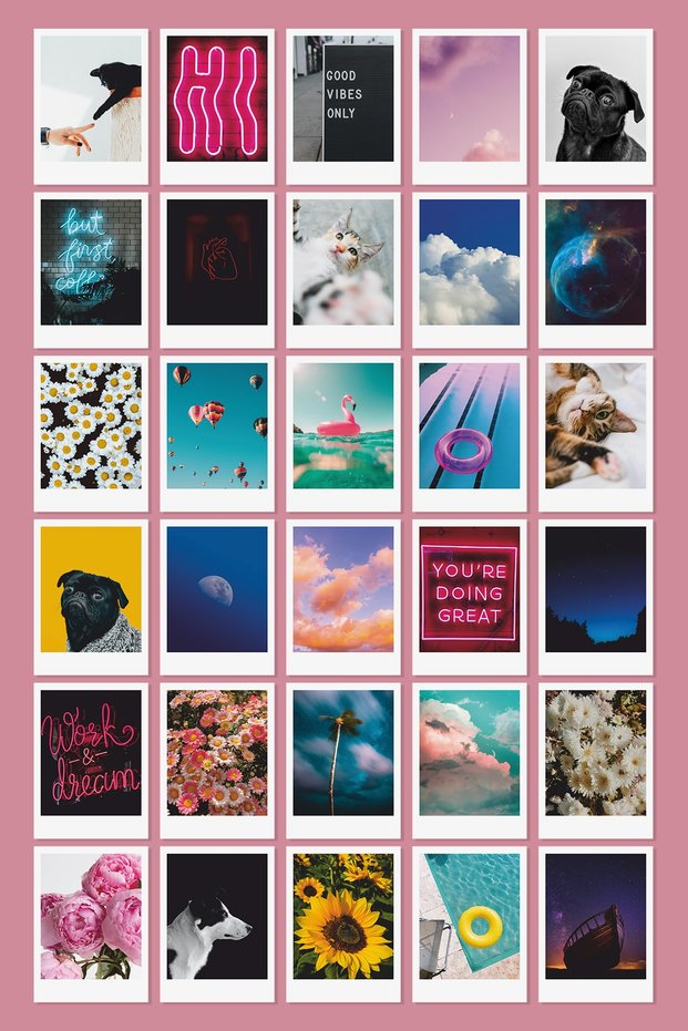 30 Colorful Images Decorative Ornament Pola Card Set
