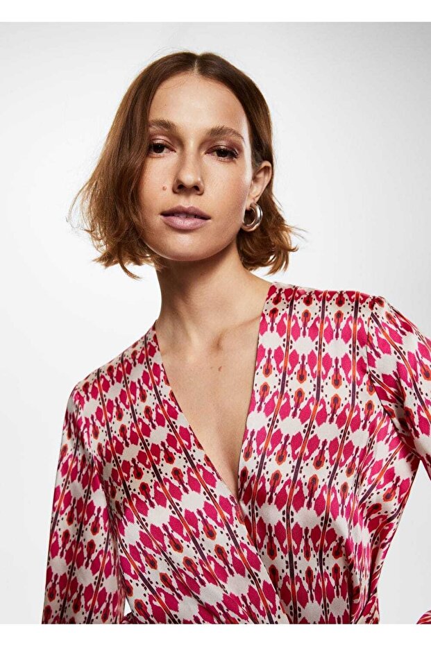 Desenli Dökümlü Elbise - 8