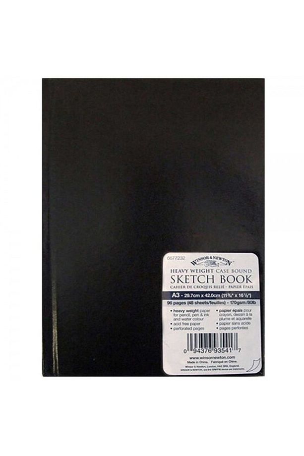 Winsor & Newton : Black Sert Kapaklı Eskiz Defteri : 170 Gr (48 Yaprak) : A3 - 1