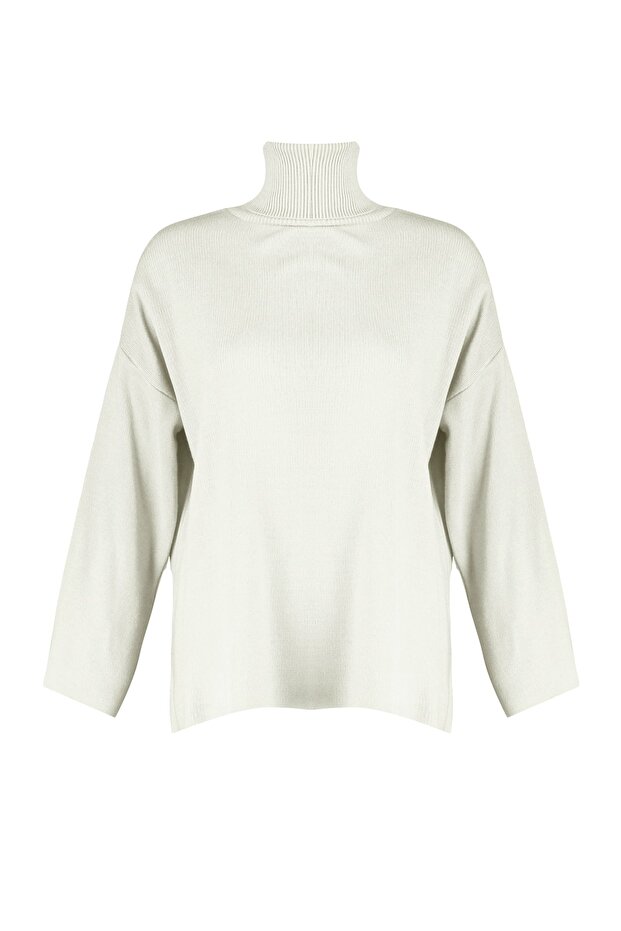 Ecru Wide Fit Basic Strickpullover TWOAW23KZ00206 - 6