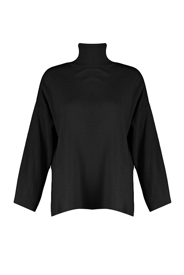 Siyah Geniş Kalıp Basic Triko Kazak TWOAW23KZ00206 - 6