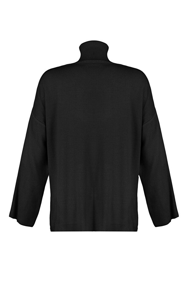 Siyah Geniş Kalıp Basic Triko Kazak TWOAW23KZ00206 - 7