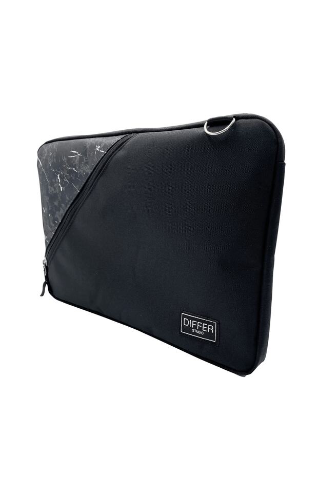15.6'' Inç Siyah Mermer Unisex Su Geçirmez/askılı/laptop/macbook/notebook/kılıf/çanta - 1