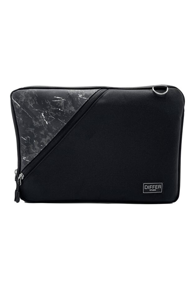 15.6'' Inç Siyah Mermer Unisex Su Geçirmez/askılı/laptop/macbook/notebook/kılıf/çanta - 3
