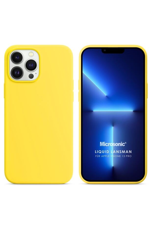 Apple Iphone 13 Pro Kılıf Liquid Lansman Silikon Sarı - 9