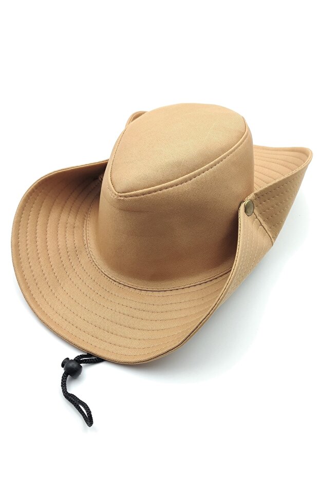 Unisex Milk Coffee Colored Summer Foldable Cowboy Fedora Safari Hat