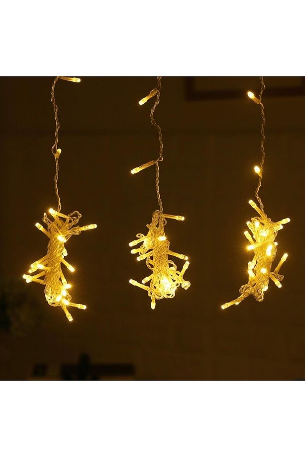 8 Fonksiyonlu 200 Led 10 Saçak Şerit Led 2x2 Perde İp Led  (Gün Işığı) - 5