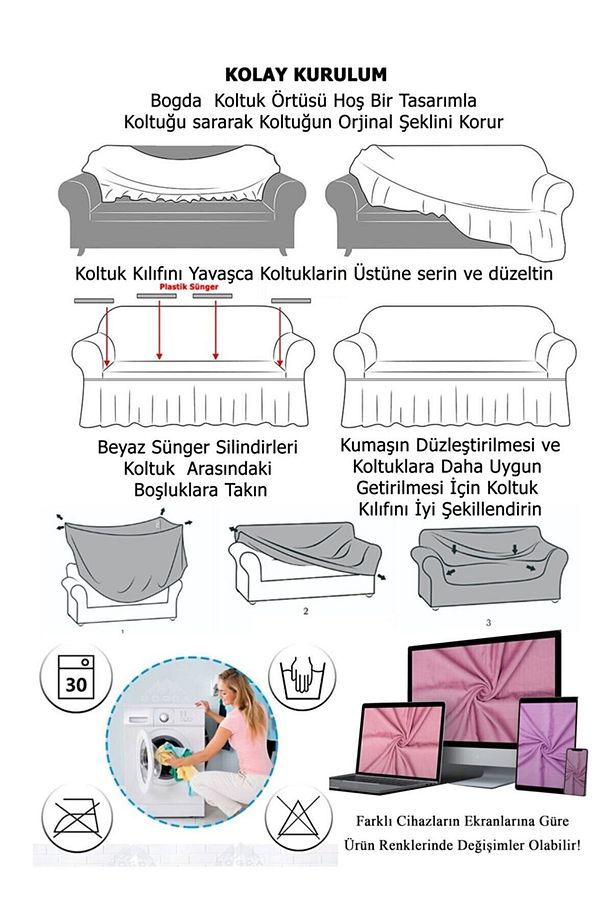 Kahve Renk 3 3 1 1 Jakarlı Koltuk Örtüsü Takımı - 4