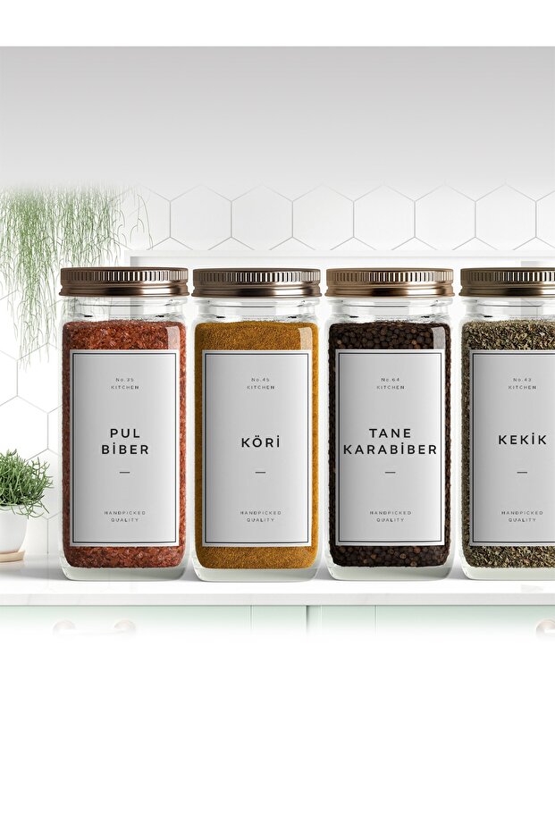 110 Pieces Modern Spice Pulses Tea Nuts Jar Label -sticker 5,5x9,5 Not Affected by Water
