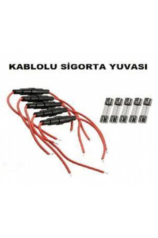 10 Adet Oto Kablolu Sigorta Yuvası + 10 Adet 10 Amper Cam Sigorta Uyumlu - 1