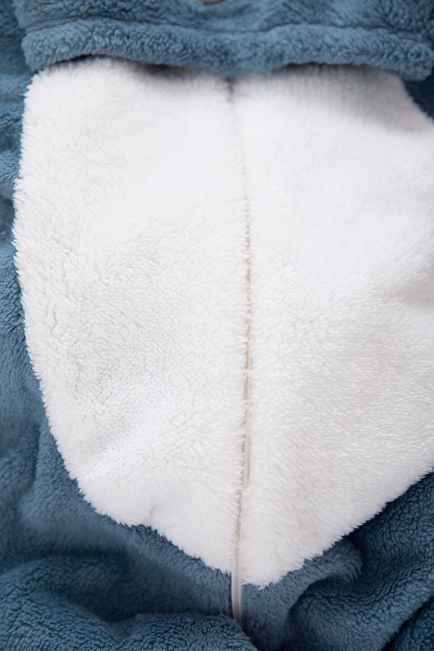 Unisex Bebek Mavi Welsoft Tavşan Kulaklı Kışlık Tulum - 3