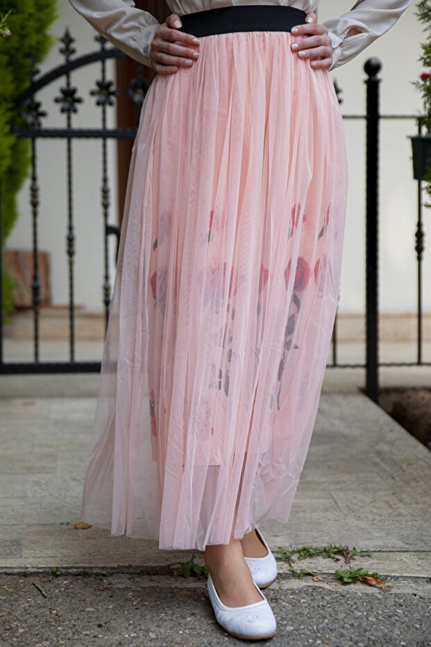 Tül Etek - Pudra - 1