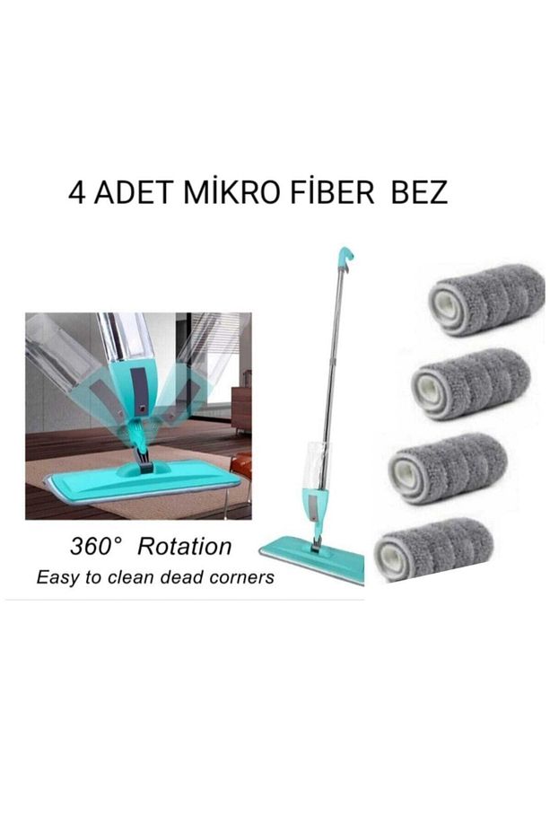 Spin Mop Sprey Mop Deterjan Hazneli 4 Adet Yedek Mop Spreyli Temizlik Paspası - 1