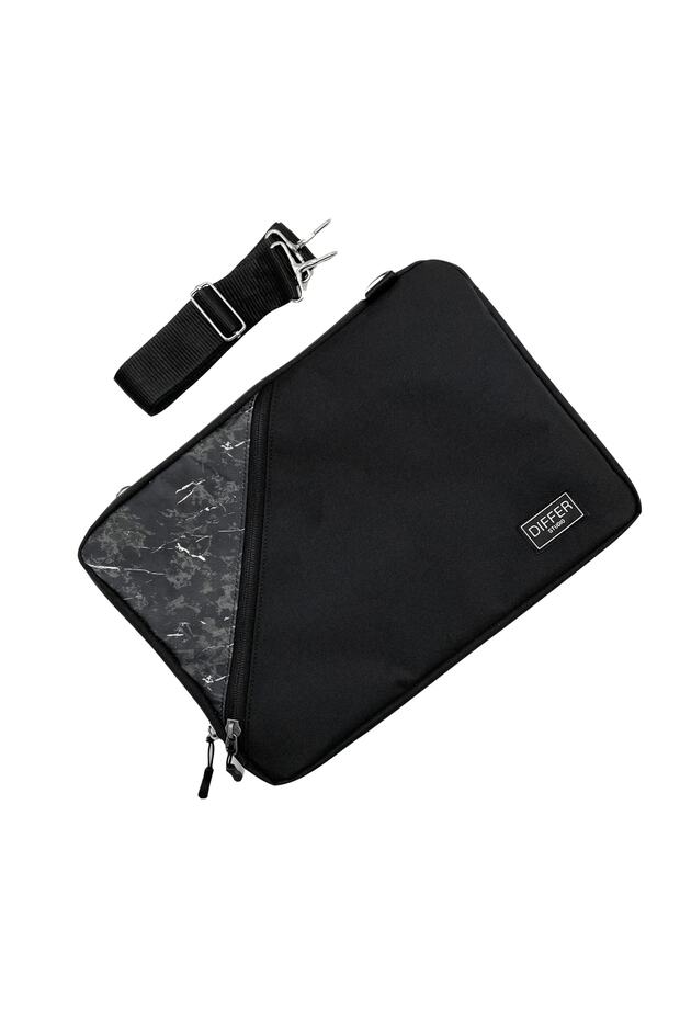 15.6'' Inç Siyah Mermer Unisex Su Geçirmez/askılı/laptop/macbook/notebook/kılıf/çanta - 2