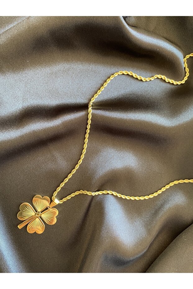 Çelik Yonca Kolye - 2